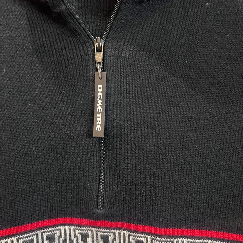 Vintage‎ 80's Demetre 1/4 Zip Retro Ski Sweater Wool Blend Base Layer Large